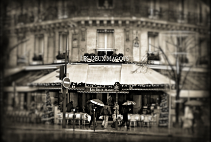 The literati drank coffee in Les Deux Magots, Paris