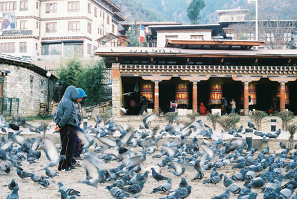 A market square in the city of Thimphu, Bhutan