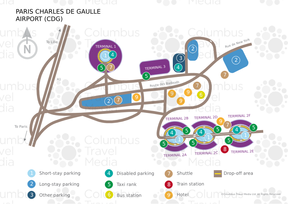 Paris Airports : Charles de Gaulle Aiport layout map