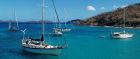 Boats moored at St. John, US Virgin Islands